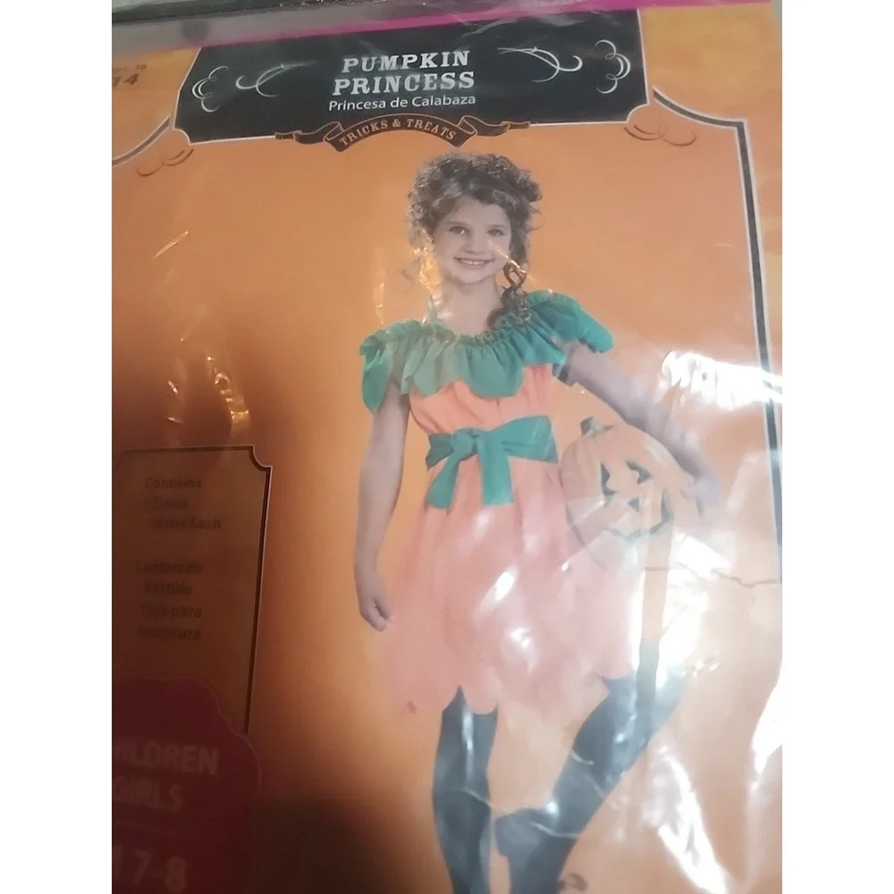 NEW Girl Halloween costume ~ New children Pumpkin Princess dress Medium 7-8